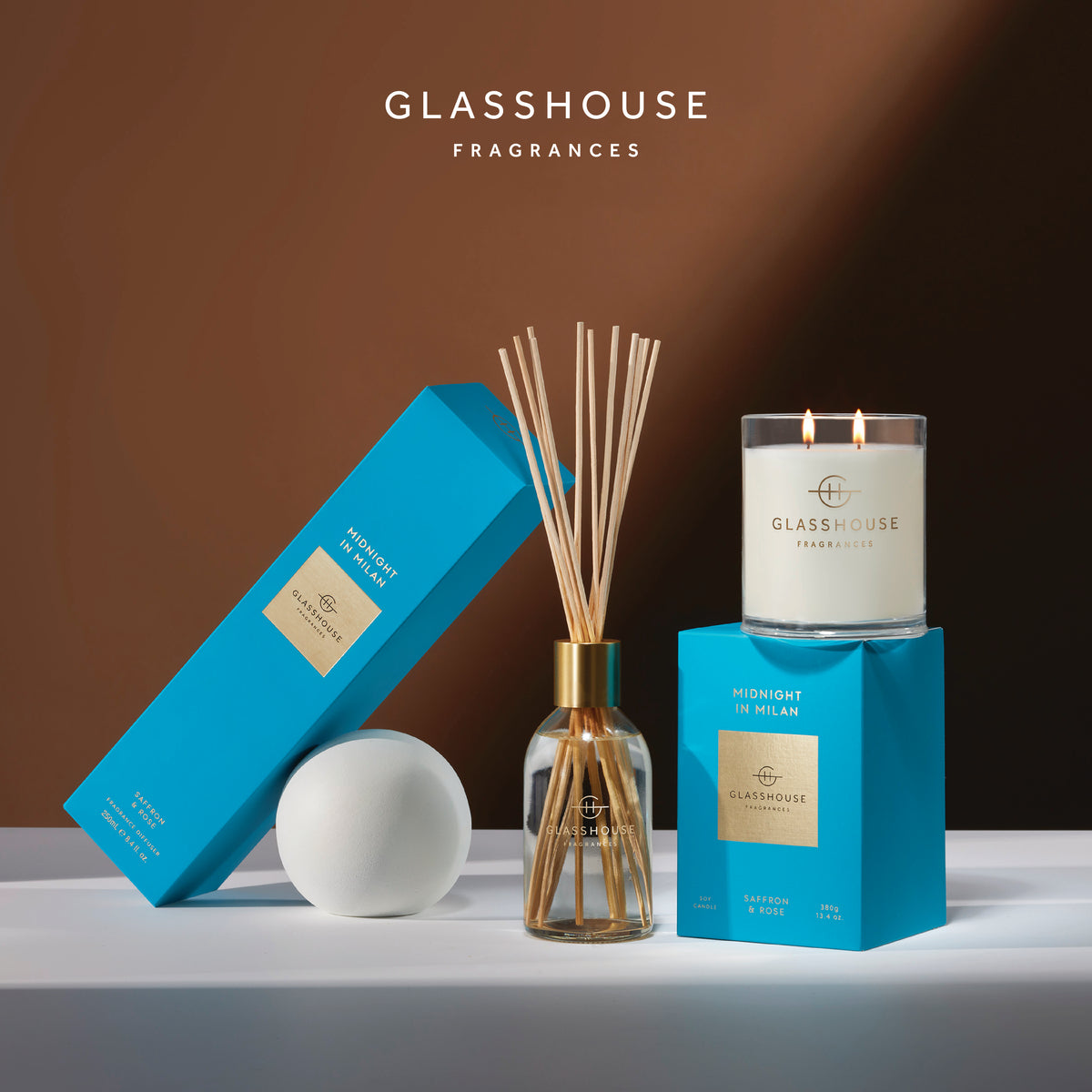 Glasshouse Fragrances Midnight in Milan | Saffron &amp; Rose Diffuser 250ml