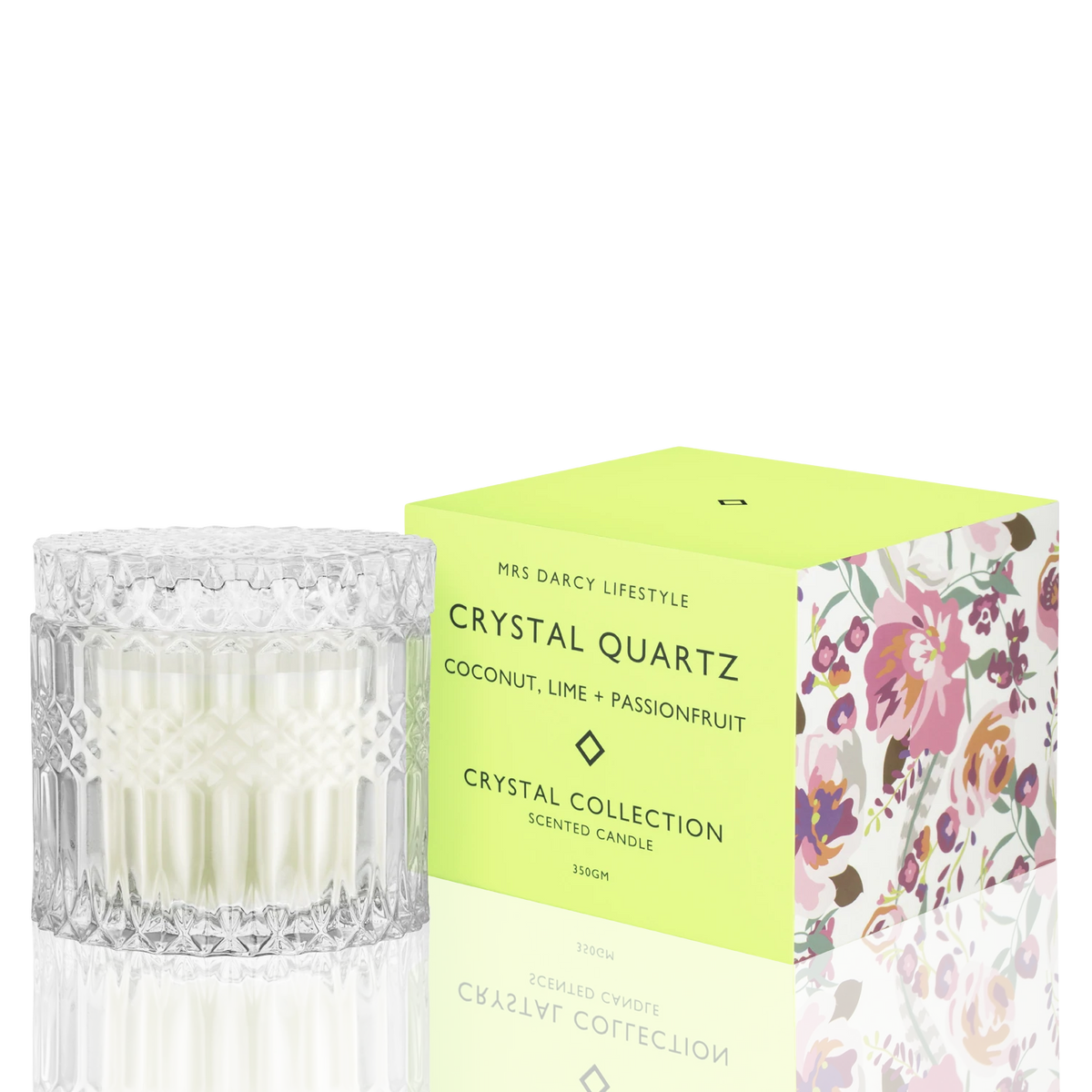 MRS DARCY Crystal Quartz Candle | Coconut, Lime &amp; Passionfruit | 350g