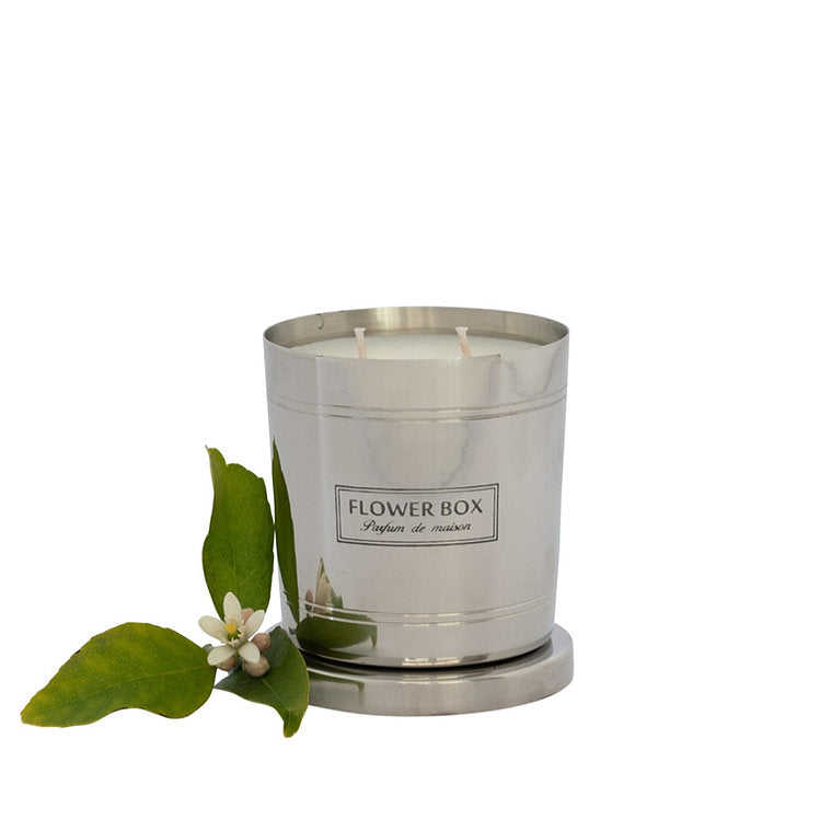 Flower Box Silver Candle 290g | Fig Leaf &amp; Cedar