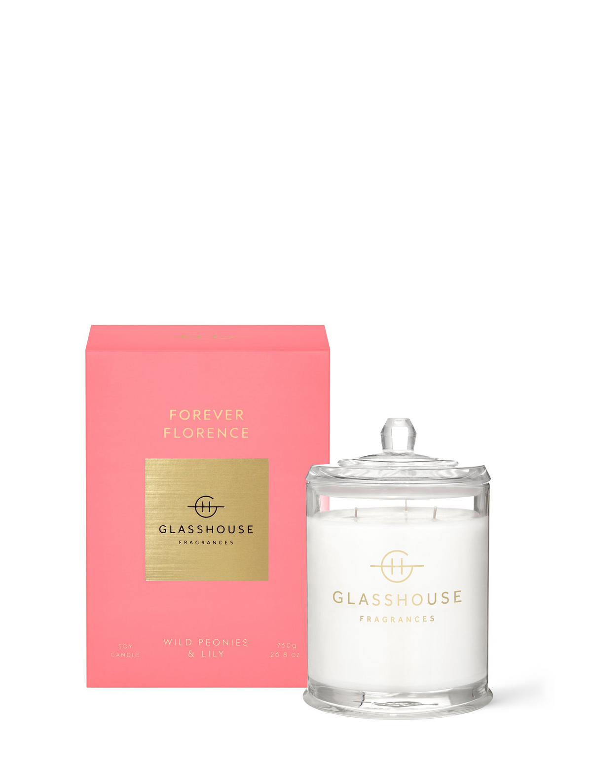 Glasshouse Fragrances Forever Florence | Wild Peonies &amp; Lily Candle 760g