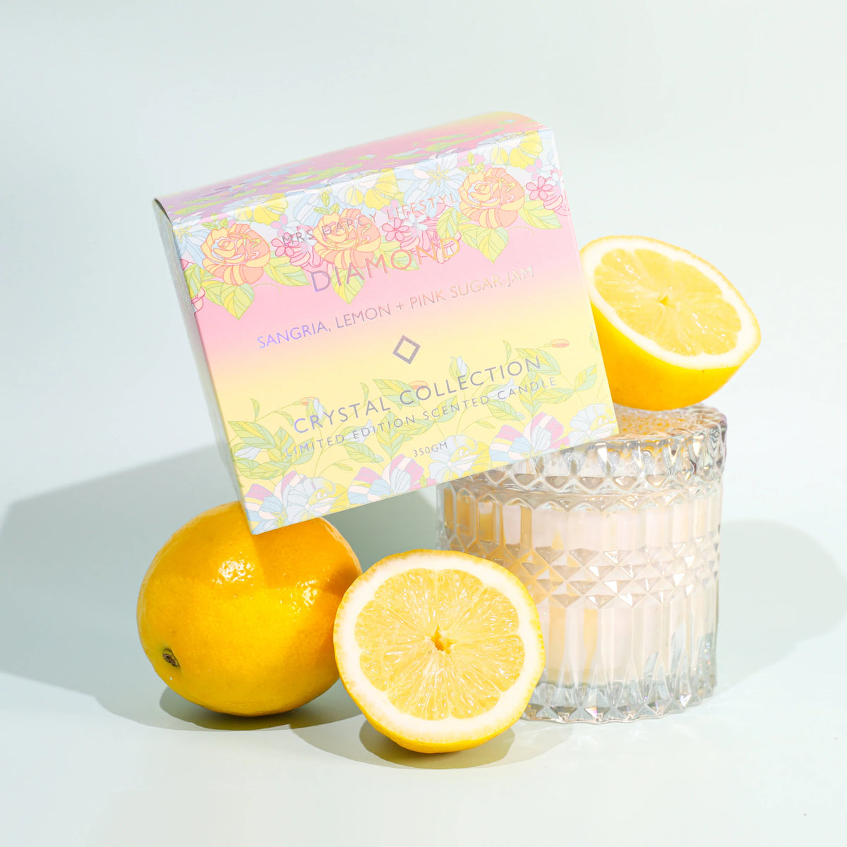 MRS DARCY Diamond Candle | Sangria, Lemon + Pink Sugar Jam | 350g