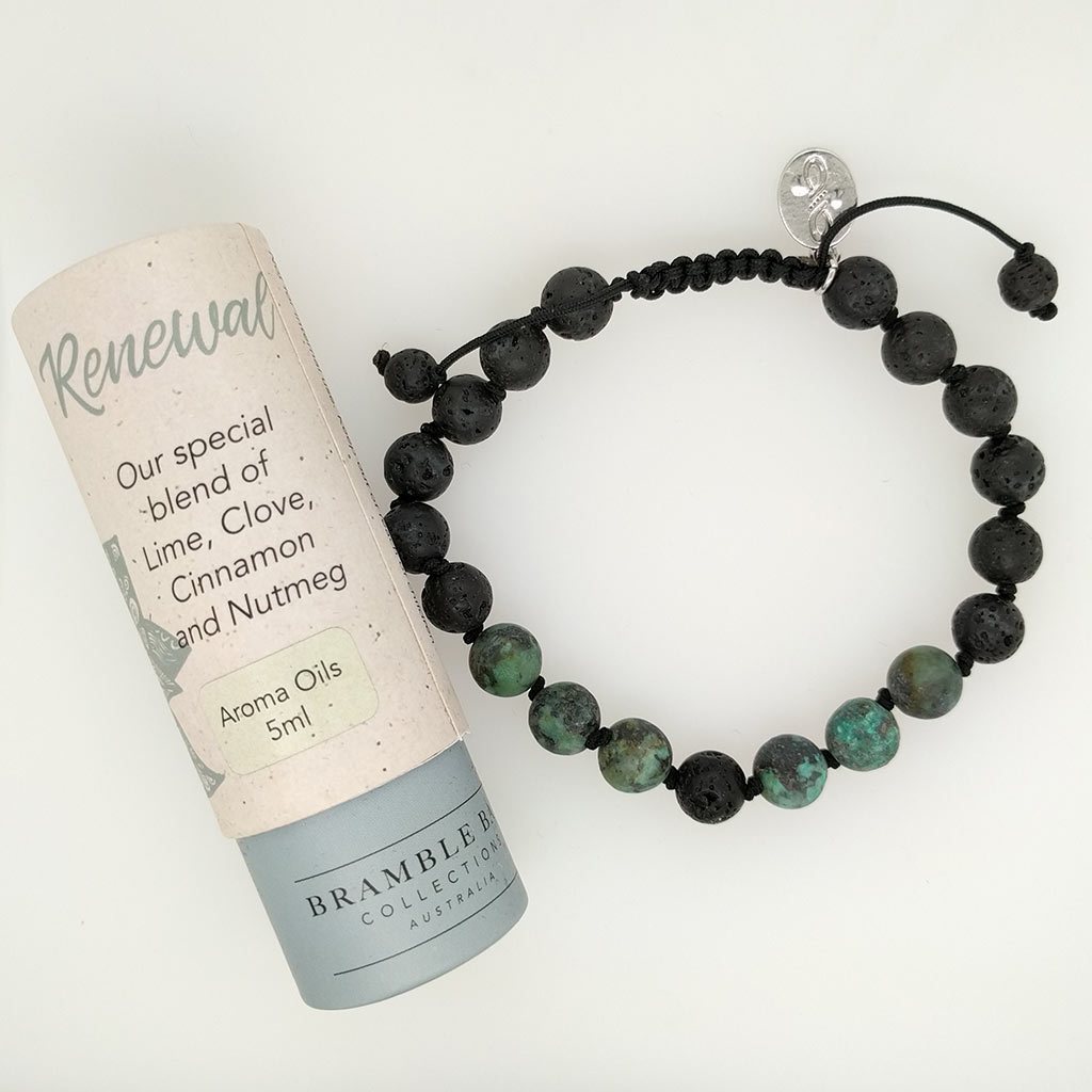 Renewal | African Turquoise and Lava Stone | Bracelet Aroma Set | BRAMBLE BAY