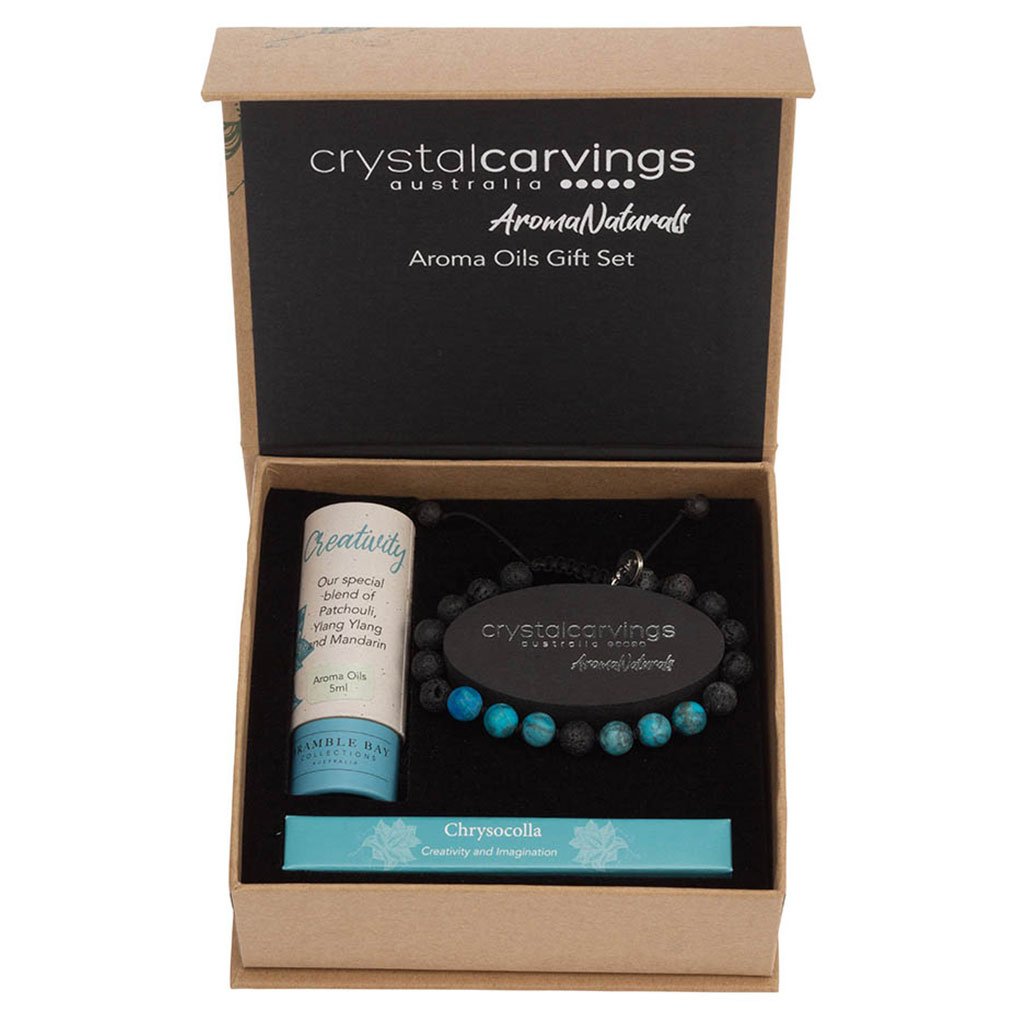 Creativity | Chrysocolla &amp; Lava Stone | Bracelet Aroma Set | BRAMBLE BAY