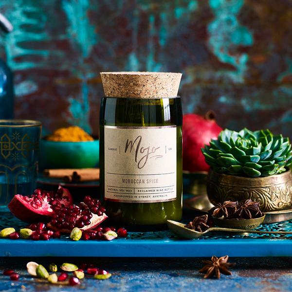 Mojo Moroccan Spice | Reclaimed Wine Bottle | Soy Wax Candle